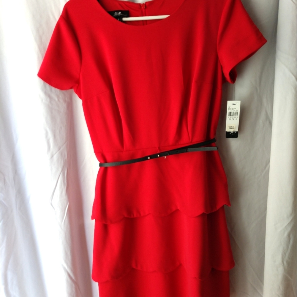 AGB red belted dress
